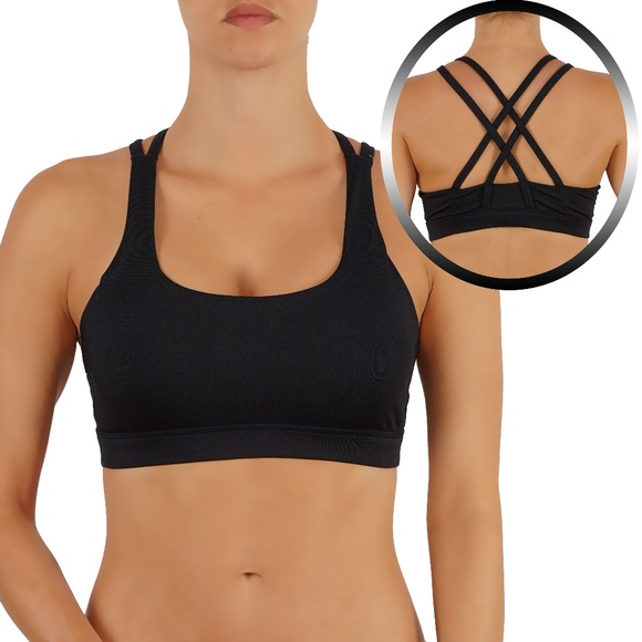 Other - Yoga Bra Criss-Cross Strappy back Sports top High impact support Black Bra